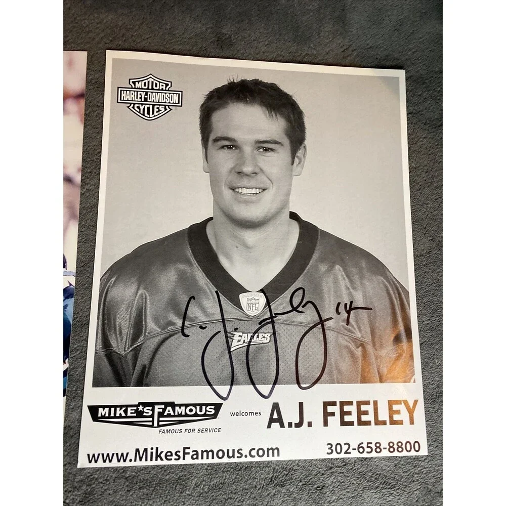Lot Of 2 Signed Pictures Former Philadelphia Eagles AJ Feeley And David Akers
